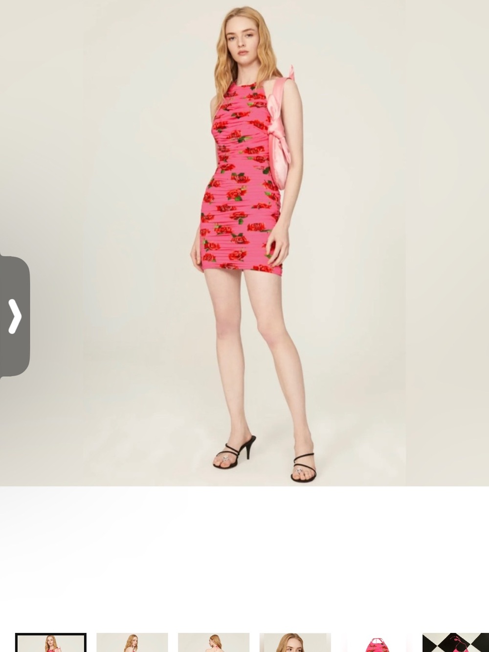 Sau Lee Pink Floral Ruched Bodycon Mini Dress Sz Small